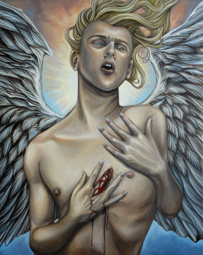 Alexander Touches Himself (2014), Jonathan Sardelis, Oil on canvas, 76 x 61 cm