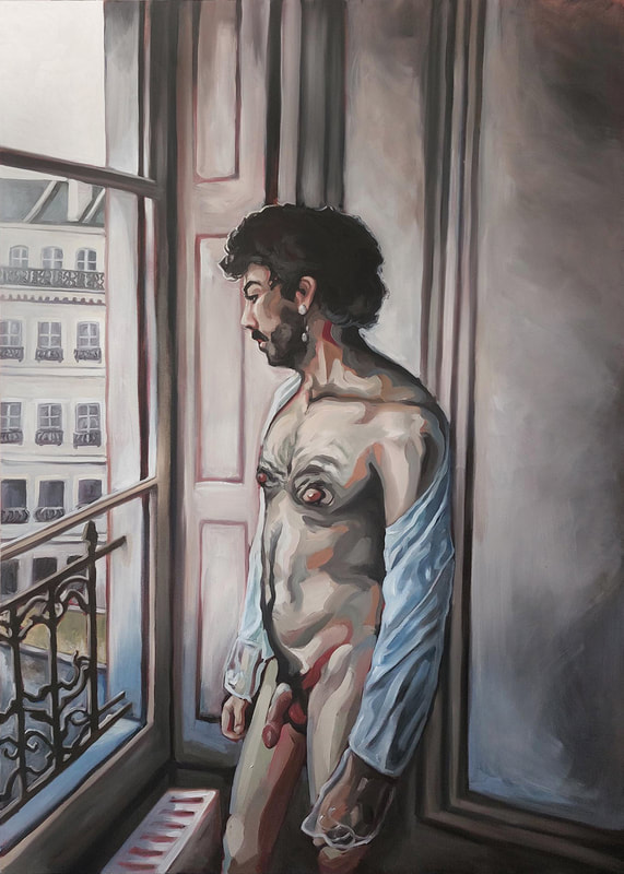 Un matin à Lyon (2023), Jonathan Sardelis, oil on canvas, 153 x 101,5 cm