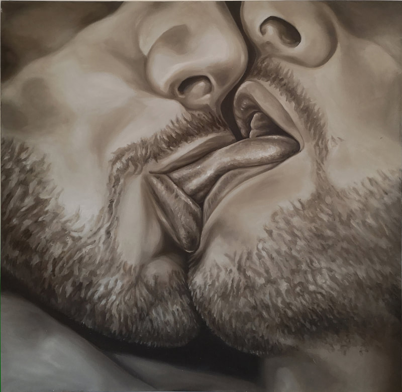 A Gray Kiss (2016), Jonathan Sardelis, Oil on canvas, 91,5 x 91,5 cm